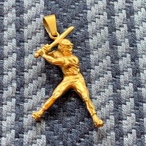 Gold baseball batter pendant